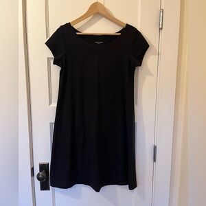 Eileen Fisher • Organic Cotton Ballet-Neck Dress • Black A-Line • Size Small